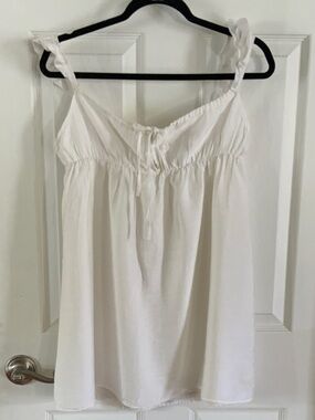 SHEIN White Knit Tie-Front Long Tank Top